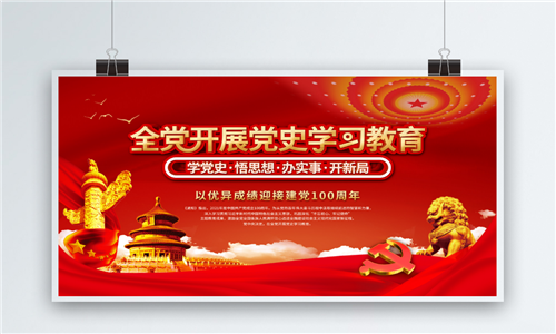 党建风党史学习教育建党100周年党建展板