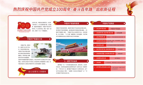 红色建党100周年文化展板